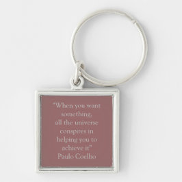 Keychain med det Paulo Coelho citationstecknet Fyrkantig Silverfärgad Nyckelring
