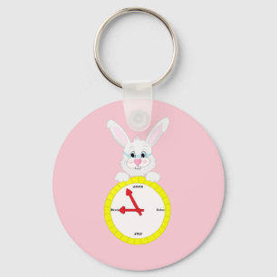 Keychain med vitkanin med tar tid på design nyckelring