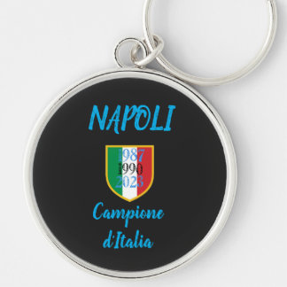 Keychain Napoli Scudetto Rund Silverfärgad Nyckelring