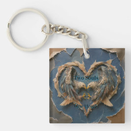 Keychain Paper Cut Eagle Two Souls One Heart