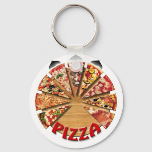 Keychain Pizza på skärbrädan Nyckelring