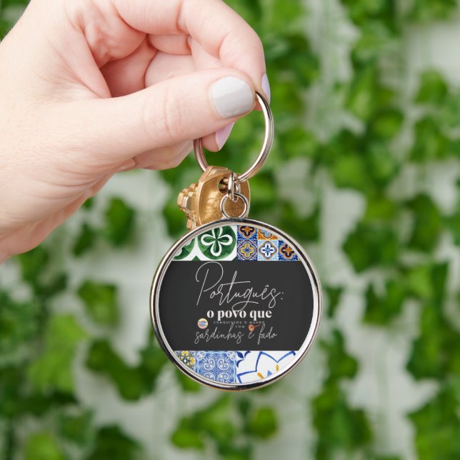 Keychain Portugues o povo que conquistou Rund Silverfärgad Nyckelring (Hand)