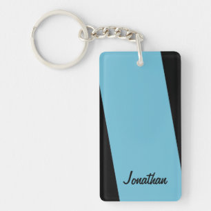 Keychain rektangulära 2 sid lätt - blått och sv