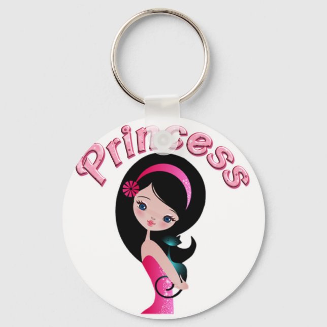 Keychain Retro Rosa Princess Nyckelring (Framsida)