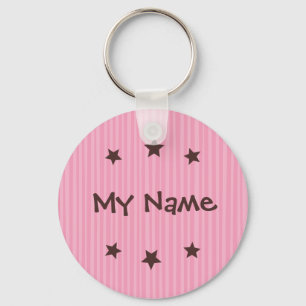 Keychain: Rosa- och chokladstjärnor - mitt namn Nyckelring