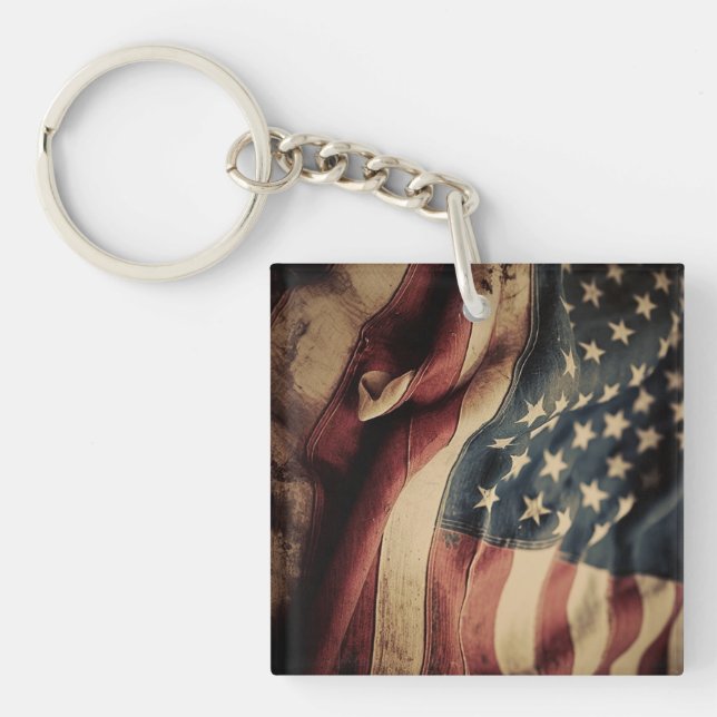 Keychain Rustic Flagga Patriotic (Framsidan)