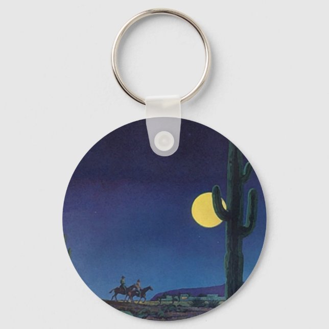 KEYCHAIN Saguaro Cactus Full Moon Ride Moonlight Nyckelring (Framsida)