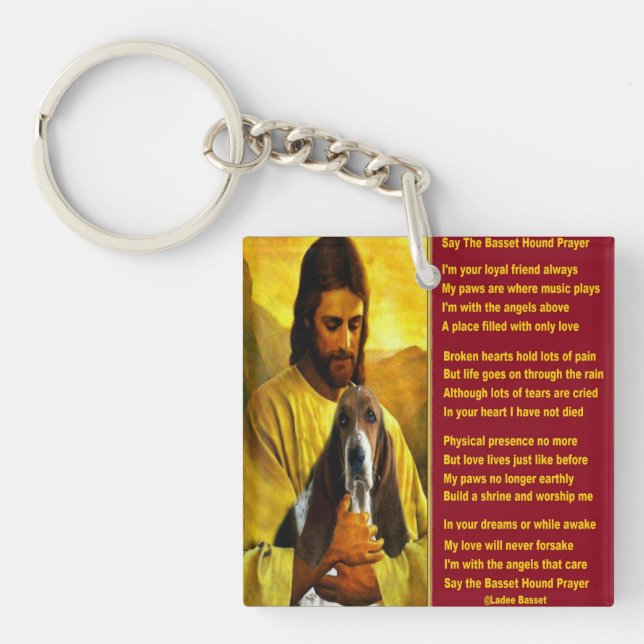 Keychain say Basset Hound Prayer Dikt (Framsidan)