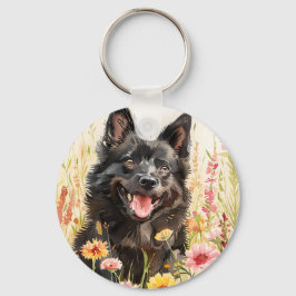 Keychain – Schipperke Watercolor Dog Charm Nyckelring
