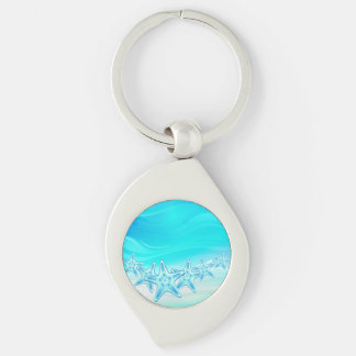 Keychain sjöstjärna swirl silverfärgad nyckelring