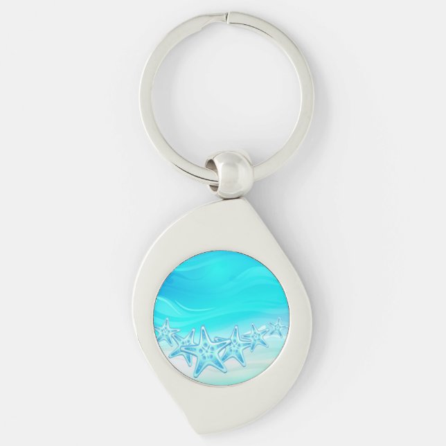 Keychain sjöstjärna swirl silverfärgad nyckelring (Framsidan)