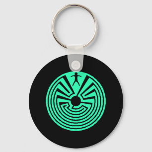 Keychain som ~Being inom en cirkulärlabyrintMaze Nyckelring
