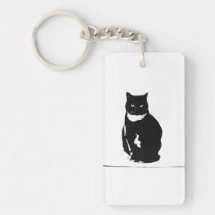 Keychain - stylized smokingsvartkatt med nyckelring