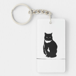 Keychain - stylized smokingsvartkatt med nyckelring