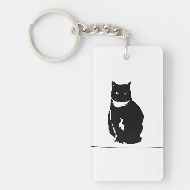 Keychain - stylized smokingsvartkatt med nyckelring (Framsidan)