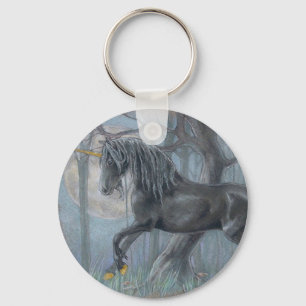 Keychain - svart Unicorn Nyckelring