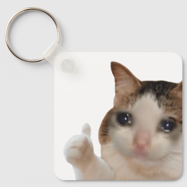 Keychain Thumbs Up Ok Cat Meme Nyckelring (Framsida)