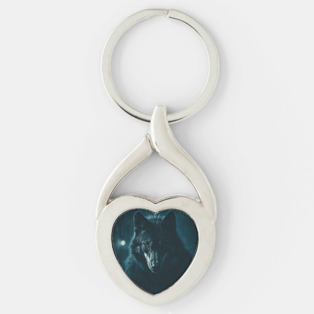 Keychain  twisted heart silverfärgad nyckelring (Framsidan)