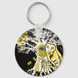 Keychain – Urban Tree Owl & Wealth Surreal Pop-Art Nyckelring
