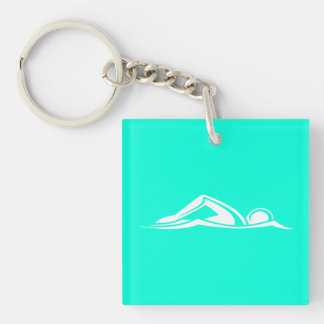 Keychain w/Name för simmalogotypakryl turkos