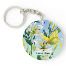 Keychain White Lily Gult Butterfly