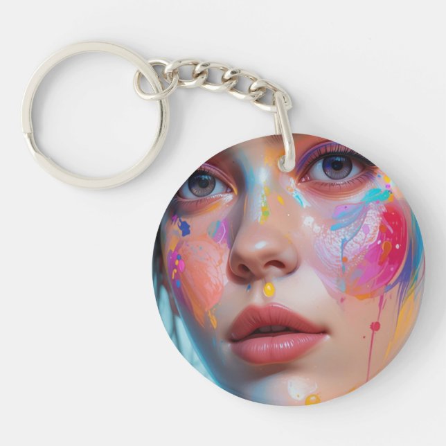 Keychain with a colorful girl's face (Framsidan)