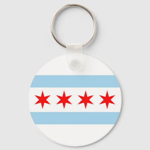 Keychain with Flag of Chicago, Illinois State Nyckelring