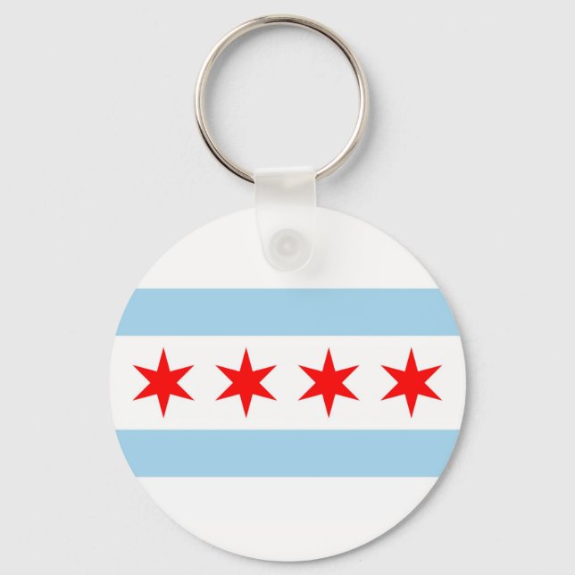 Keychain with Flag of Chicago, Illinois State Nyckelring (Framsida)