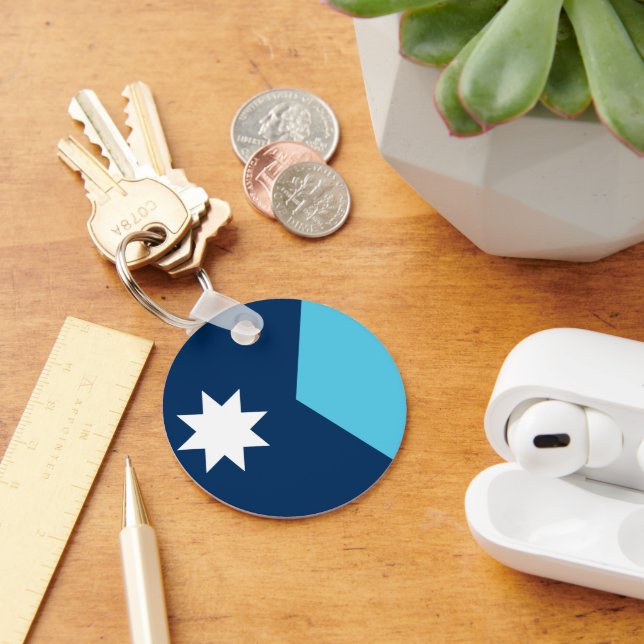 Keychain with Flag of Minnesota, USA Nyckelring (Skrivbord)