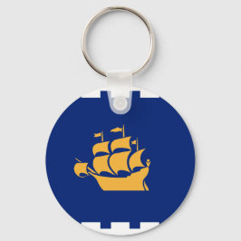 Keychain with Flag of Quebec City, Canada Nyckelring