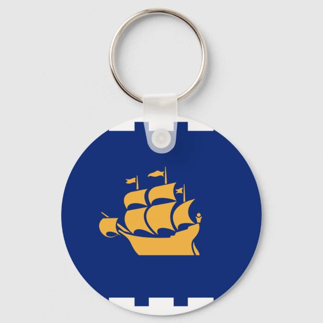 Keychain with Flag of Quebec City, Canada Nyckelring (Framsida)