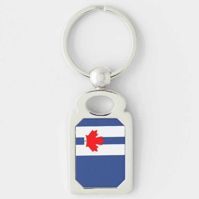 Keychain with flag of Toronto Rektangulärt Silverfärgad Nyckelring (Framsidan)