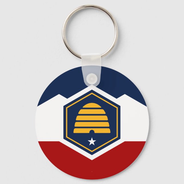 Keychain with Flag of Utah, USA Nyckelring (Framsida)