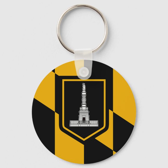 Keychain with Flagga of Baltimore, Maryland, USA Nyckelring (Framsida)