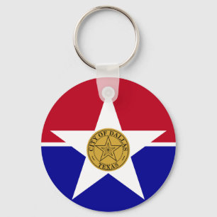Keychain with Flagga of Dallas, USA Nyckelring