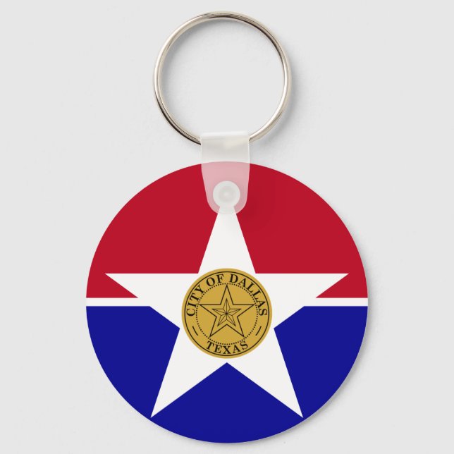 Keychain with Flagga of Dallas, USA Nyckelring (Framsida)