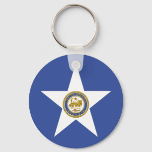 Keychain with Flagga of Houston City, USA Nyckelring