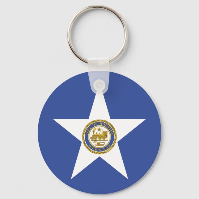 Keychain with Flagga of Houston City, USA Nyckelring (Framsida)