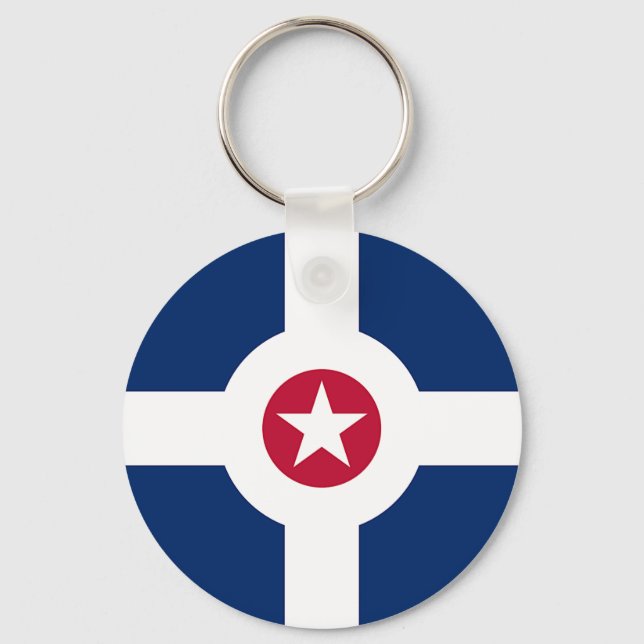 Keychain with Flagga of Indianapolis City, USA Nyckelring (Framsida)