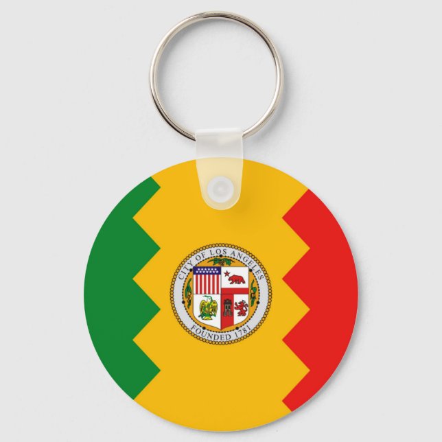 Keychain with Flagga of Los Angeles, Kalifornien Nyckelring (Framsida)