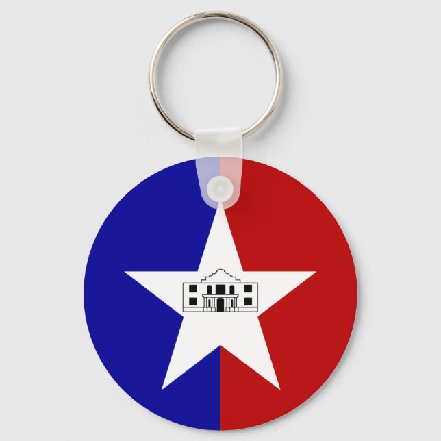 Keychain with Flagga of San Antonio City, USA Nyckelring (Framsida)