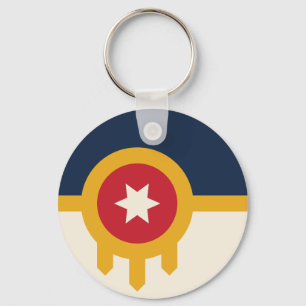 Keychain with Flagga of Tulsa, Oklahoma Nyckelring