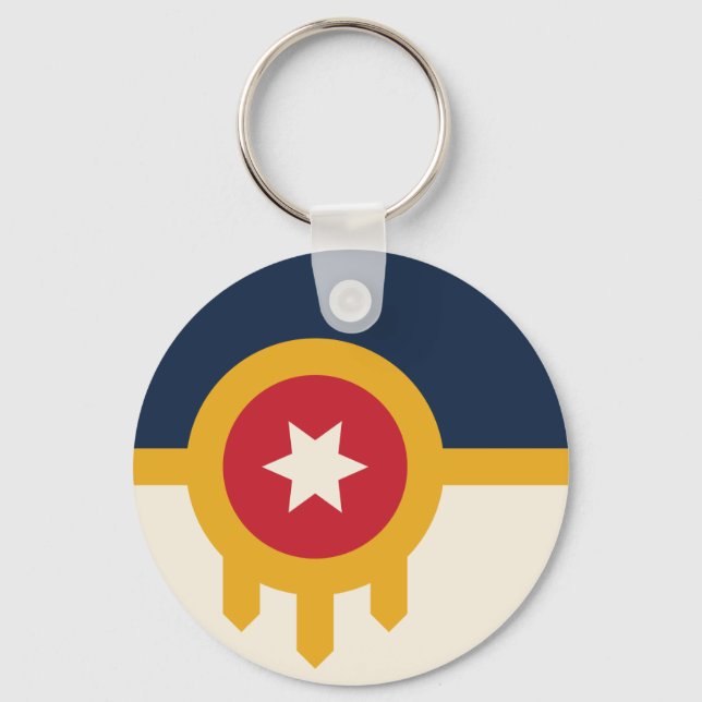Keychain with Flagga of Tulsa, Oklahoma Nyckelring (Framsida)