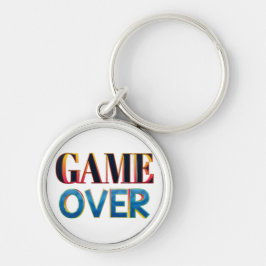 Keychain with "Game Over" in bold, colorful letter Rund Silverfärgad Nyckelring