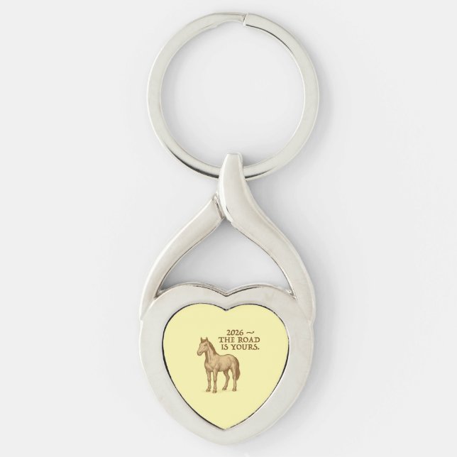 Keychain with horse twisted heart silverfärgad nyckelring (Framsidan)