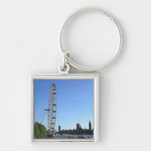 Keychain with London Öga Ferris Wheel Fyrkantig Silverfärgad Nyckelring