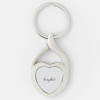 Keychain with photo. twisted heart silverfärgad nyckelring