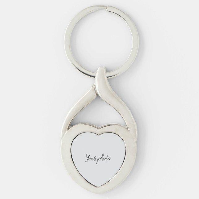Keychain with photo. twisted heart silverfärgad nyckelring (Framsidan)