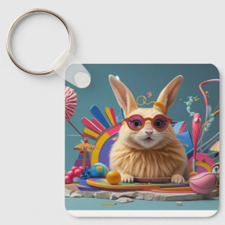 keychain with rabbit and dog nyckelring