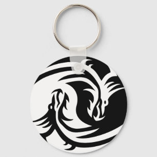 Keychain Yin Yang drakar knäppas Nyckelring